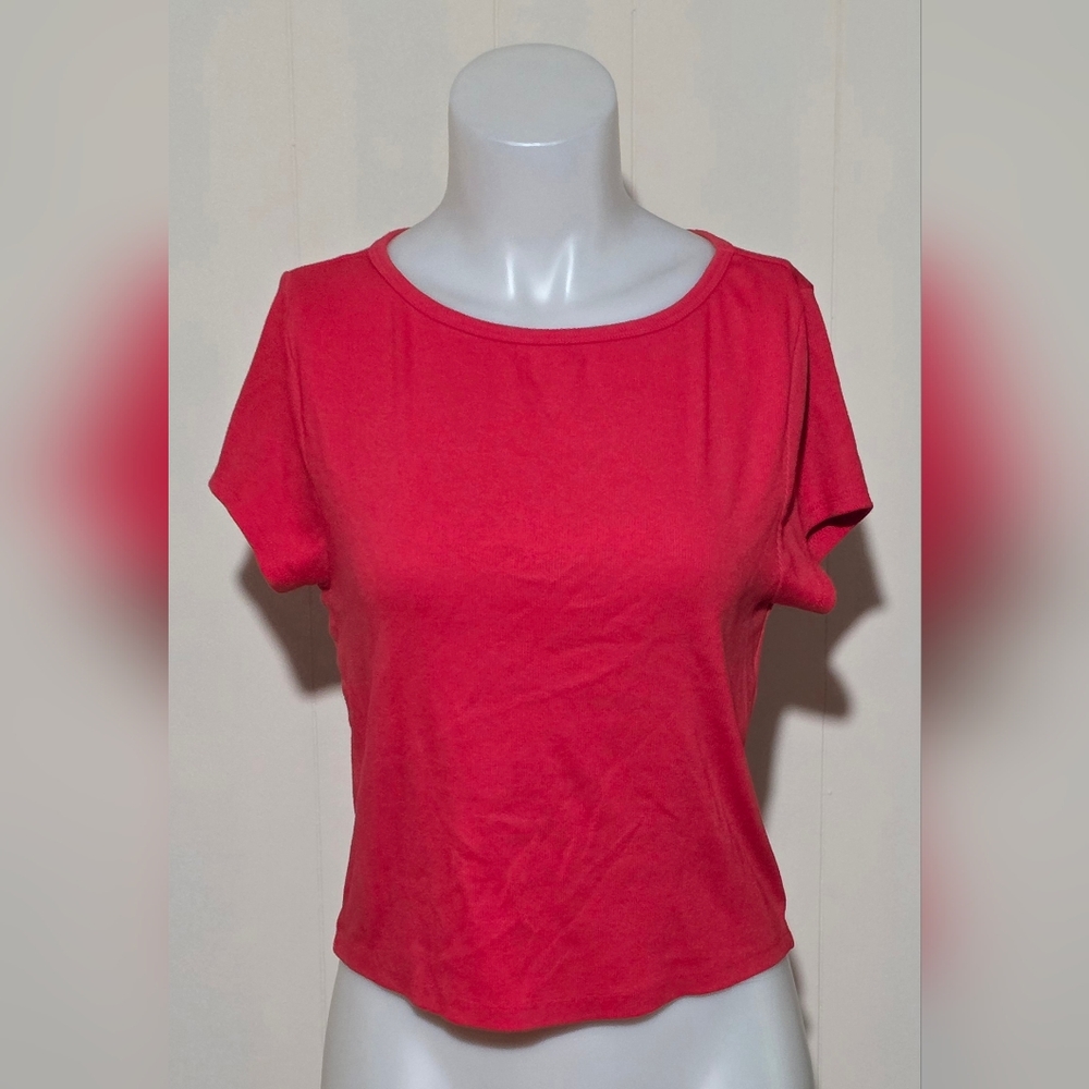 Aeropostale Red Fitted Short Sleeve Crop Top - Picture 5 of 5